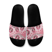 Japanese Daruma Doll Palaka Slide Sandals Cherry Blossoms With Shell Lei LT14 Pink - Polynesian Pride