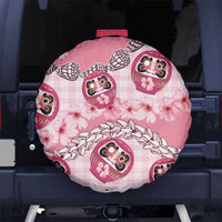 Japanese Daruma Doll Palaka Spare Tire Cover Cherry Blossoms With Shell Lei LT14 No hole Pink - Polynesian Pride