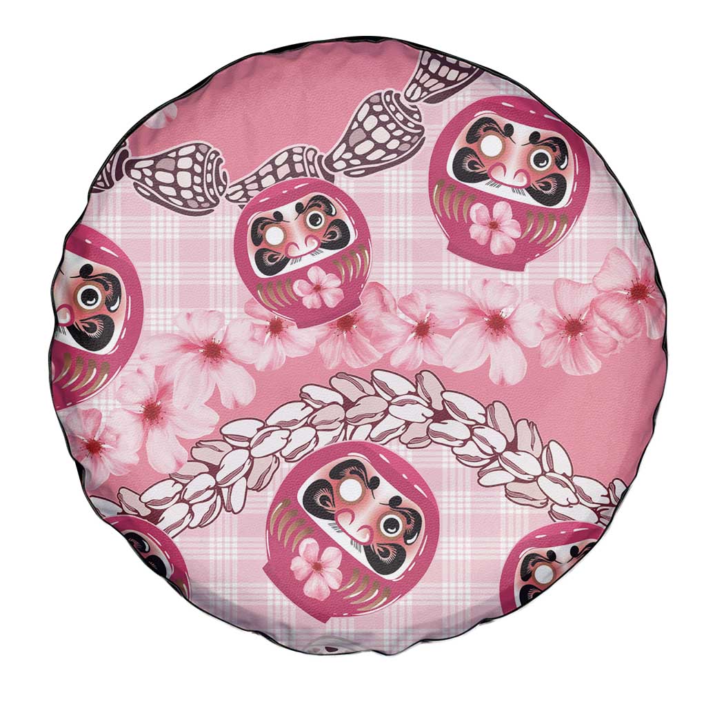 Japanese Daruma Doll Palaka Spare Tire Cover Cherry Blossoms With Shell Lei LT14 - Polynesian Pride