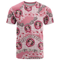Japanese Daruma Doll Palaka T Shirt Cherry Blossoms With Shell Lei - Polynesian Pride