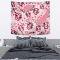 Japanese Daruma Doll Palaka Tapestry Cherry Blossoms With Shell Lei LT14 - Polynesian Pride