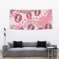 Japanese Daruma Doll Palaka Tapestry Cherry Blossoms With Shell Lei LT14 - Polynesian Pride