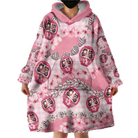 Japanese Daruma Doll Palaka Wearable Blanket Hoodie Cherry Blossoms With Shell Lei LT14 - Polynesian Pride
