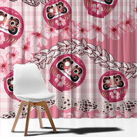 Japanese Daruma Doll Palaka Window Curtain Cherry Blossoms With Shell Lei LT14 - Polynesian Pride