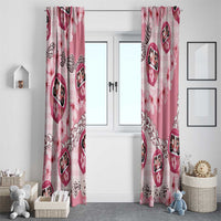 Japanese Daruma Doll Palaka Window Curtain Cherry Blossoms With Shell Lei LT14 - Polynesian Pride