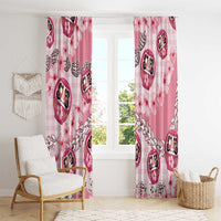 Japanese Daruma Doll Palaka Window Curtain Cherry Blossoms With Shell Lei LT14 - Polynesian Pride