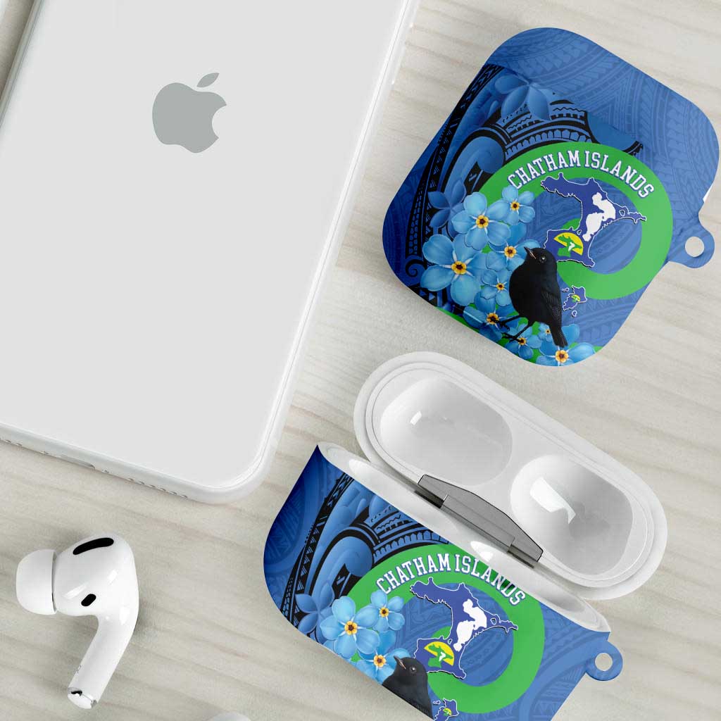 New Zealand Chatham Islands AirPods Case Wharekauri Forget Me Not With Black Robin - Polynesian Pride