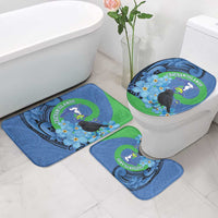 New Zealand Chatham Islands Bathroom Set Wharekauri Forget Me Not With Black Robin - Polynesian Pride