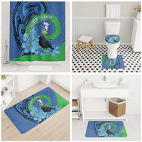 New Zealand Chatham Islands Bathroom Set Wharekauri Forget Me Not With Black Robin - Polynesian Pride