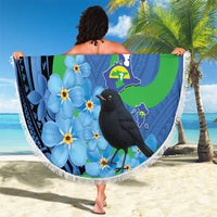 New Zealand Chatham Islands Beach Blanket Wharekauri Forget Me Not With Black Robin LT14 - Polynesian Pride