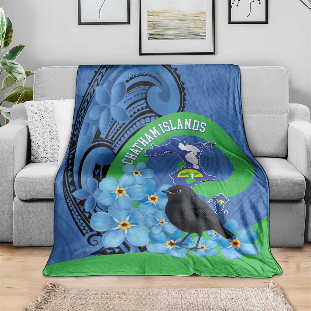 New Zealand Chatham Islands Blanket Wharekauri Forget Me Not With Black Robin LT14 - Polynesian Pride