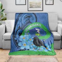 New Zealand Chatham Islands Blanket Wharekauri Forget Me Not With Black Robin LT14 - Polynesian Pride