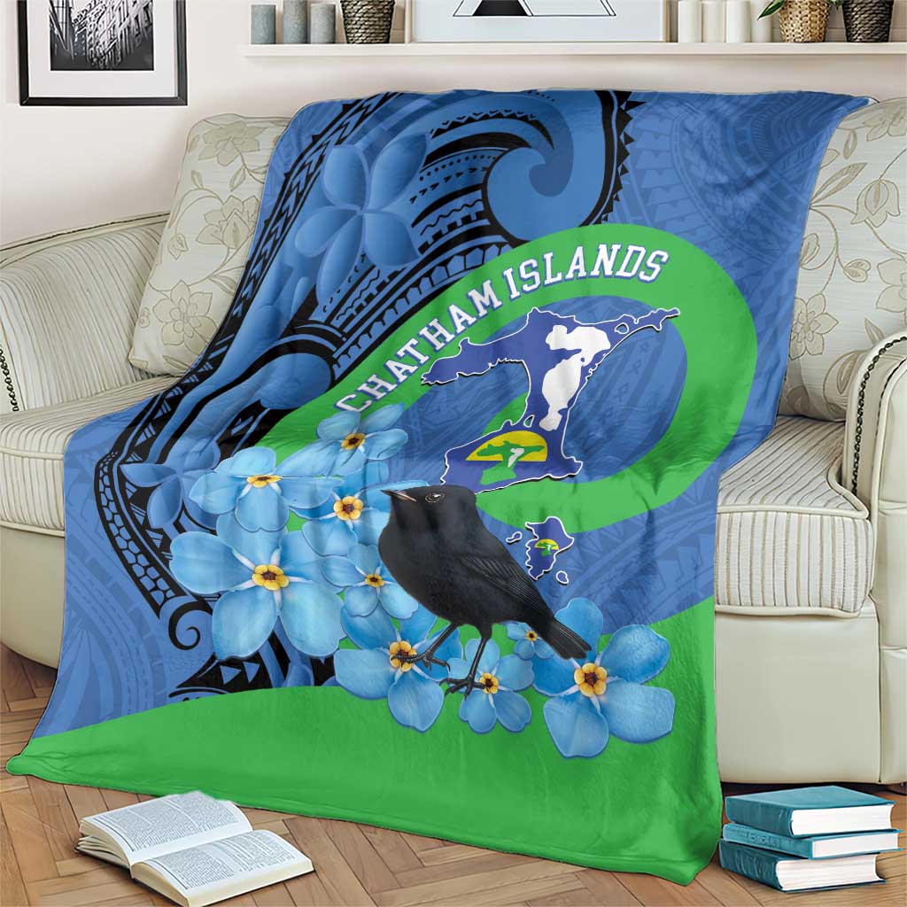 New Zealand Chatham Islands Blanket Wharekauri Forget Me Not With Black Robin LT14 - Polynesian Pride
