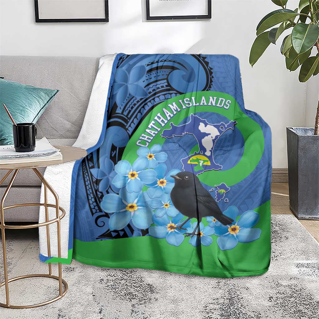 New Zealand Chatham Islands Blanket Wharekauri Forget Me Not With Black Robin LT14 - Polynesian Pride