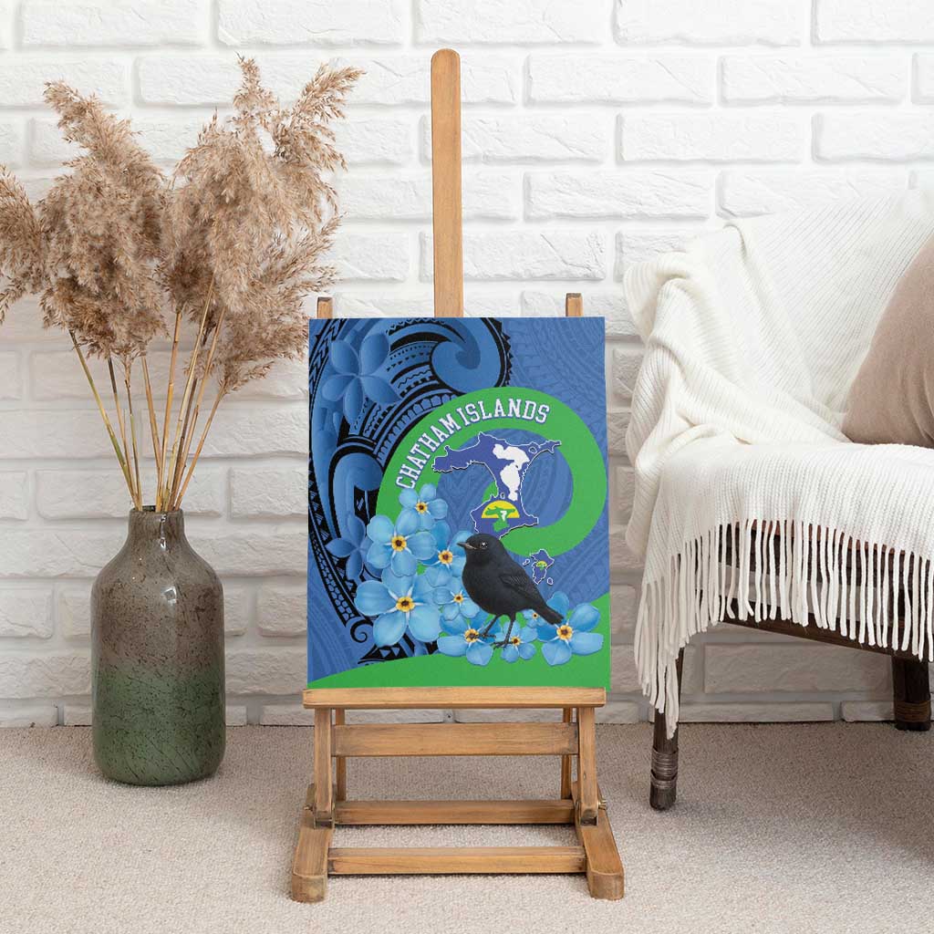 New Zealand Chatham Islands Canvas Wall Art Wharekauri Forget Me Not With Black Robin LT14 - Polynesian Pride