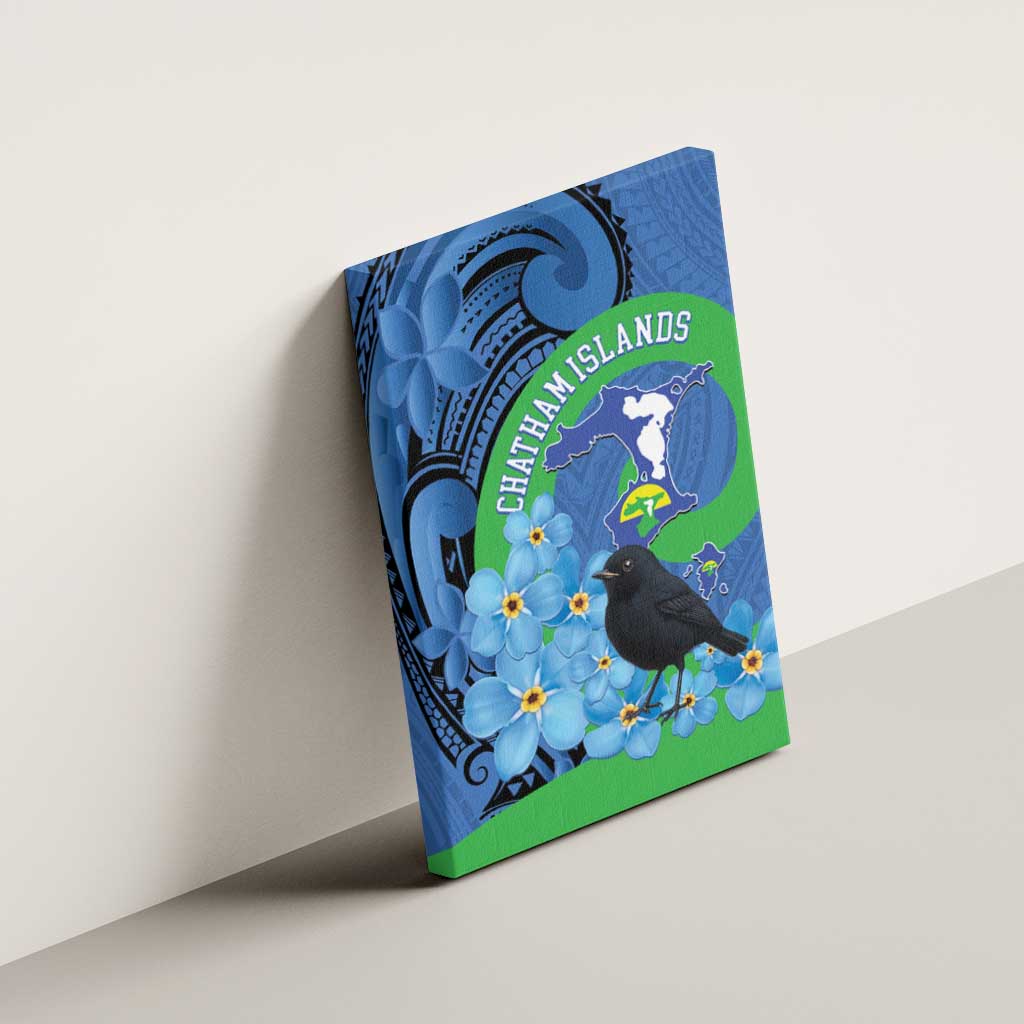 New Zealand Chatham Islands Canvas Wall Art Wharekauri Forget Me Not With Black Robin LT14 - Polynesian Pride