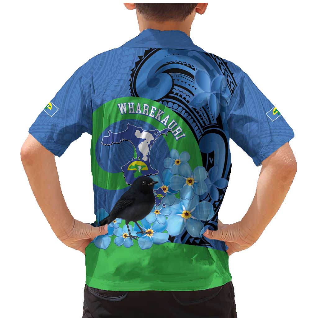 New Zealand Chatham Islands Family Matching Mermaid Dress and Hawaiian Shirt Wharekauri Forget Me Not With Black Robin