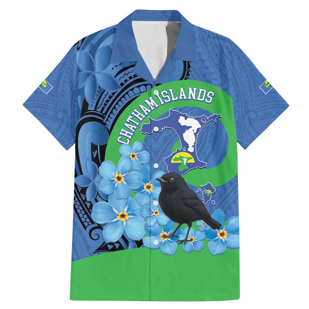 New Zealand Chatham Islands Family Matching Mermaid Dress and Hawaiian Shirt Wharekauri Forget Me Not With Black Robin