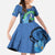 New Zealand Chatham Islands Family Matching Off Shoulder Maxi Dress and Hawaiian Shirt Wharekauri Forget Me Not With Black Robin