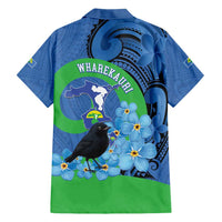 New Zealand Chatham Islands Hawaiian Shirt Wharekauri Forget Me Not With Black Robin LT14 - Polynesian Pride