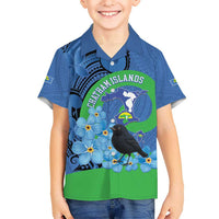 New Zealand Chatham Islands Hawaiian Shirt Wharekauri Forget Me Not With Black Robin LT14 - Polynesian Pride