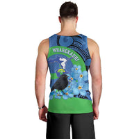 New Zealand Chatham Islands Men Tank Top Wharekauri Forget Me Not With Black Robin LT14 - Polynesian Pride