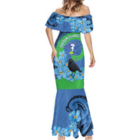 New Zealand Chatham Islands Mermaid Dress Wharekauri Forget Me Not With Black Robin