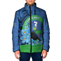 New Zealand Chatham Islands Padded Jacket Wharekauri Forget Me Not With Black Robin - Polynesian Pride