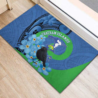 New Zealand Chatham Islands Rubber Doormat Wharekauri Forget Me Not With Black Robin LT14 - Polynesian Pride