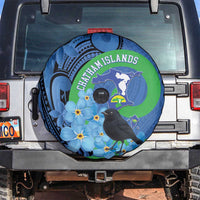 New Zealand Chatham Islands Spare Tire Cover Wharekauri Forget Me Not With Black Robin LT14 Blue - Polynesian Pride