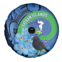 New Zealand Chatham Islands Spare Tire Cover Wharekauri Forget Me Not With Black Robin LT14 - Polynesian Pride
