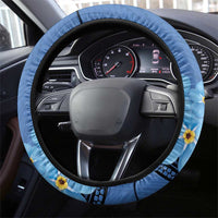 New Zealand Chatham Islands Steering Wheel Cover Wharekauri Forget Me Not With Black Robin LT14 - Polynesian Pride