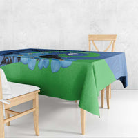 New Zealand Chatham Islands Tablecloth Wharekauri Forget Me Not With Black Robin LT14 - Polynesian Pride