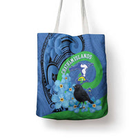 New Zealand Chatham Islands Tote Bag Wharekauri Forget Me Not With Black Robin - Polynesian Pride
