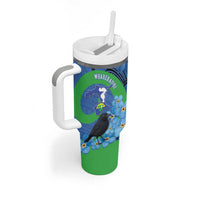 New Zealand Chatham Islands Tumbler With Handle Wharekauri Forget Me Not With Black Robin LT14 - Polynesian Pride