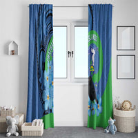New Zealand Chatham Islands Window Curtain Wharekauri Forget Me Not With Black Robin LT14 - Polynesian Pride