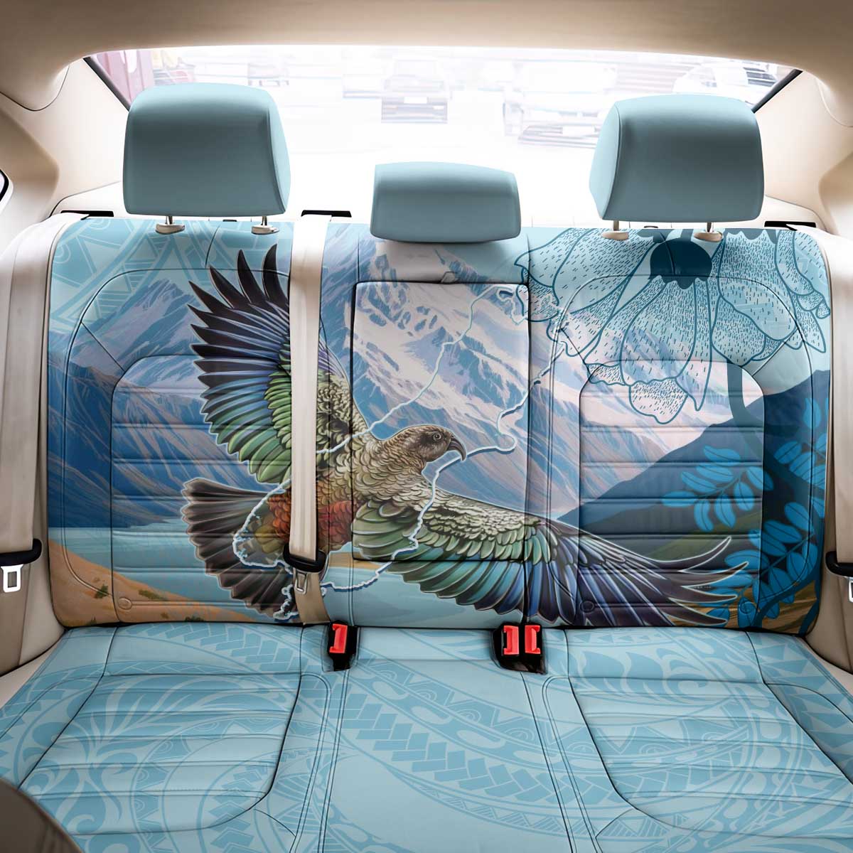 New Zealand South Island Back Car Seat Cover Te Waipounamu Aoraki Kea Bird