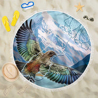New Zealand South Island Beach Blanket Te Waipounamu Aoraki Kea Bird LT14 One Size 150cm Blue - Polynesian Pride