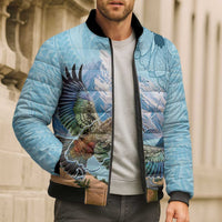 New Zealand South Island Bomber Puffer Jacket Te Waipounamu Aoraki Kea Bird - Polynesian Pride