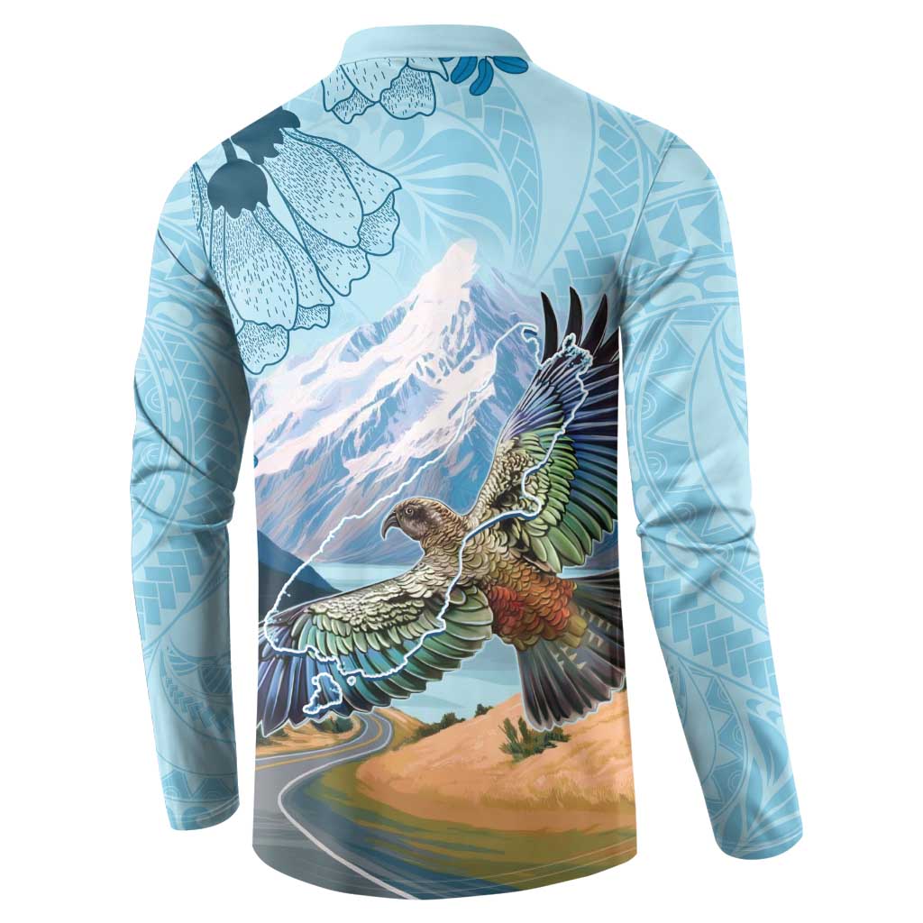 New Zealand South Island Button Sweatshirt Te Waipounamu Aoraki Kea Bird LT14 - Polynesian Pride