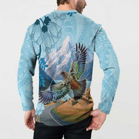 New Zealand South Island Button Sweatshirt Te Waipounamu Aoraki Kea Bird LT14 - Polynesian Pride
