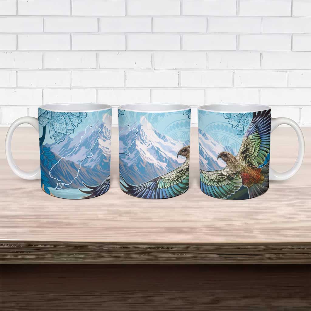 New Zealand South Island Ceramic Mug Te Waipounamu Aoraki Kea Bird - Polynesian Pride