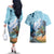 New Zealand South Island Couples Matching Off The Shoulder Long Sleeve Dress and Hawaiian Shirt Te Waipounamu Aoraki Kea Bird