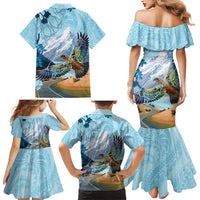 New Zealand South Island Family Matching Mermaid Dress and Hawaiian Shirt Te Waipounamu Aoraki Kea Bird