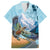 New Zealand South Island Family Matching Off Shoulder Maxi Dress and Hawaiian Shirt Te Waipounamu Aoraki Kea Bird