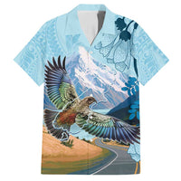 New Zealand South Island Family Matching Off Shoulder Short Dress and Hawaiian Shirt Te Waipounamu Aoraki Kea Bird