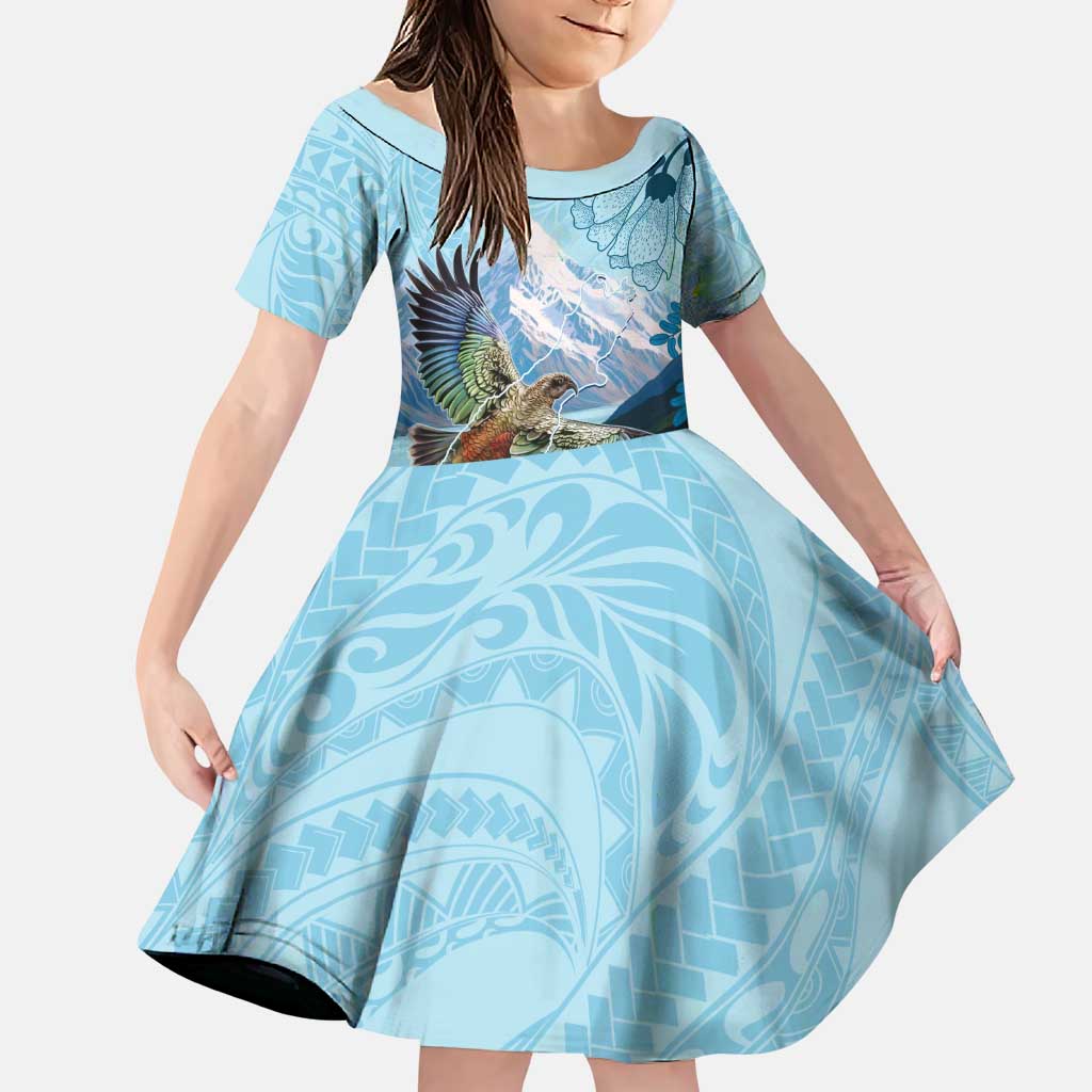 New Zealand South Island Family Matching Puletasi and Hawaiian Shirt Te Waipounamu Aoraki Kea Bird