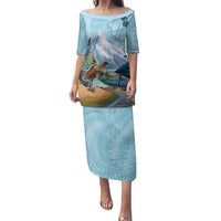 New Zealand South Island Family Matching Puletasi and Hawaiian Shirt Te Waipounamu Aoraki Kea Bird