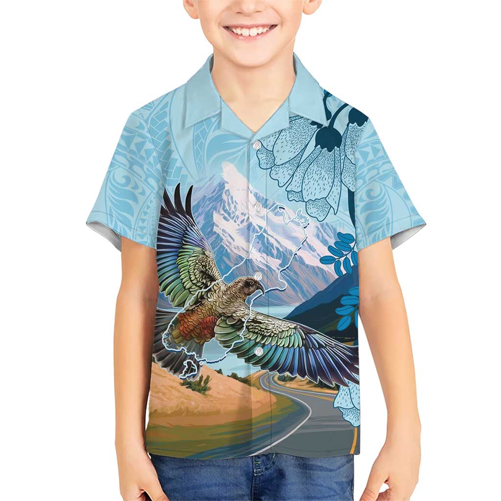 New Zealand South Island Hawaiian Shirt Te Waipounamu Aoraki Kea Bird LT14 - Polynesian Pride