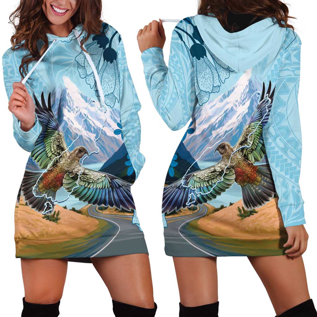 New Zealand South Island Hoodie Dress Te Waipounamu Aoraki Kea Bird